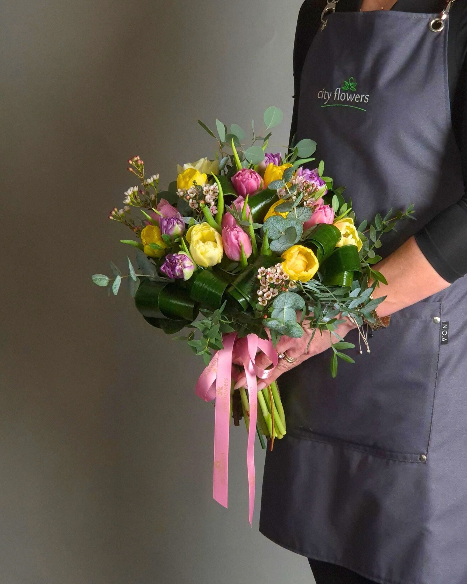 Buchet de Flori 25 Lalele Duble Multicolore