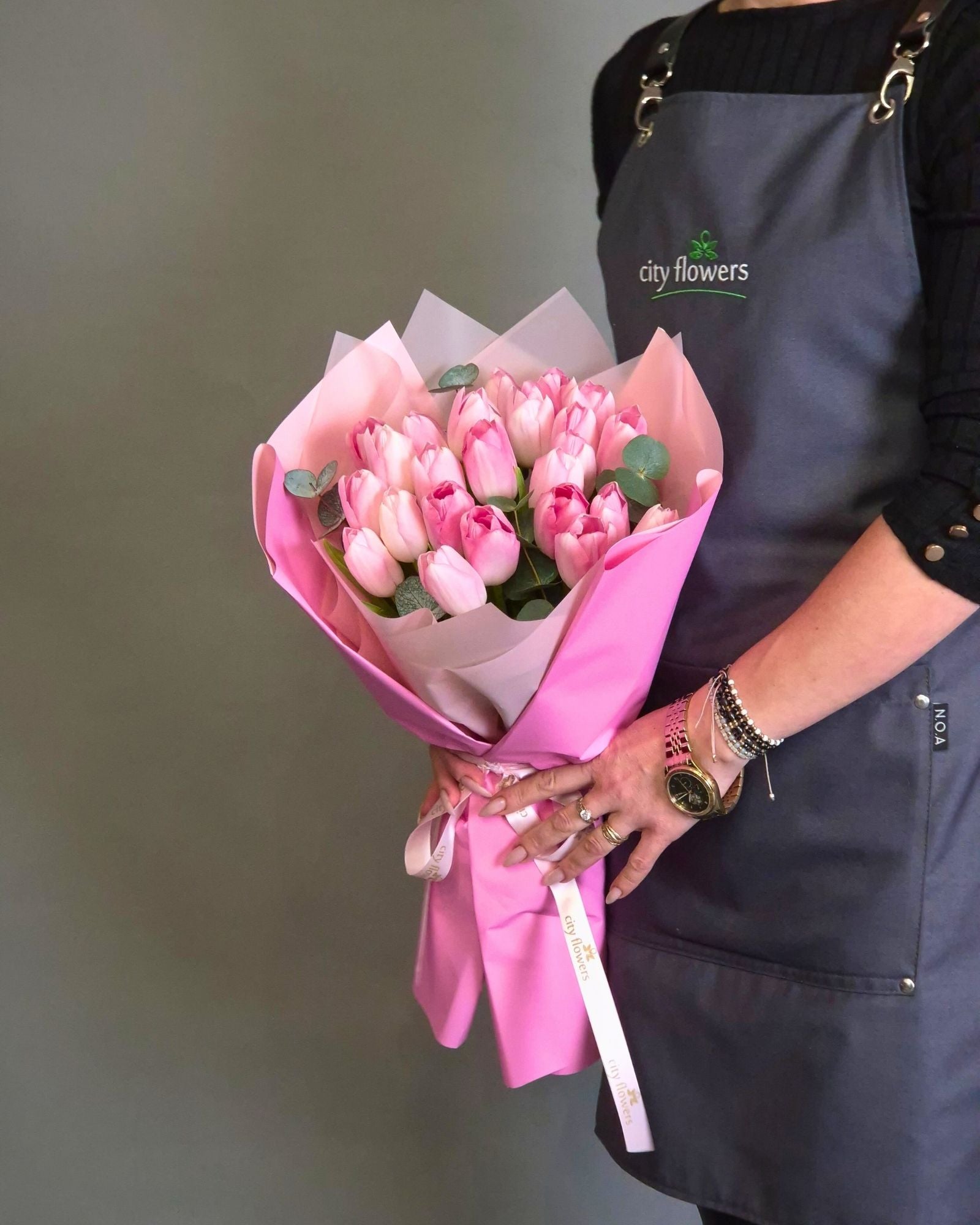 Buchet de flori 25 lalele roz