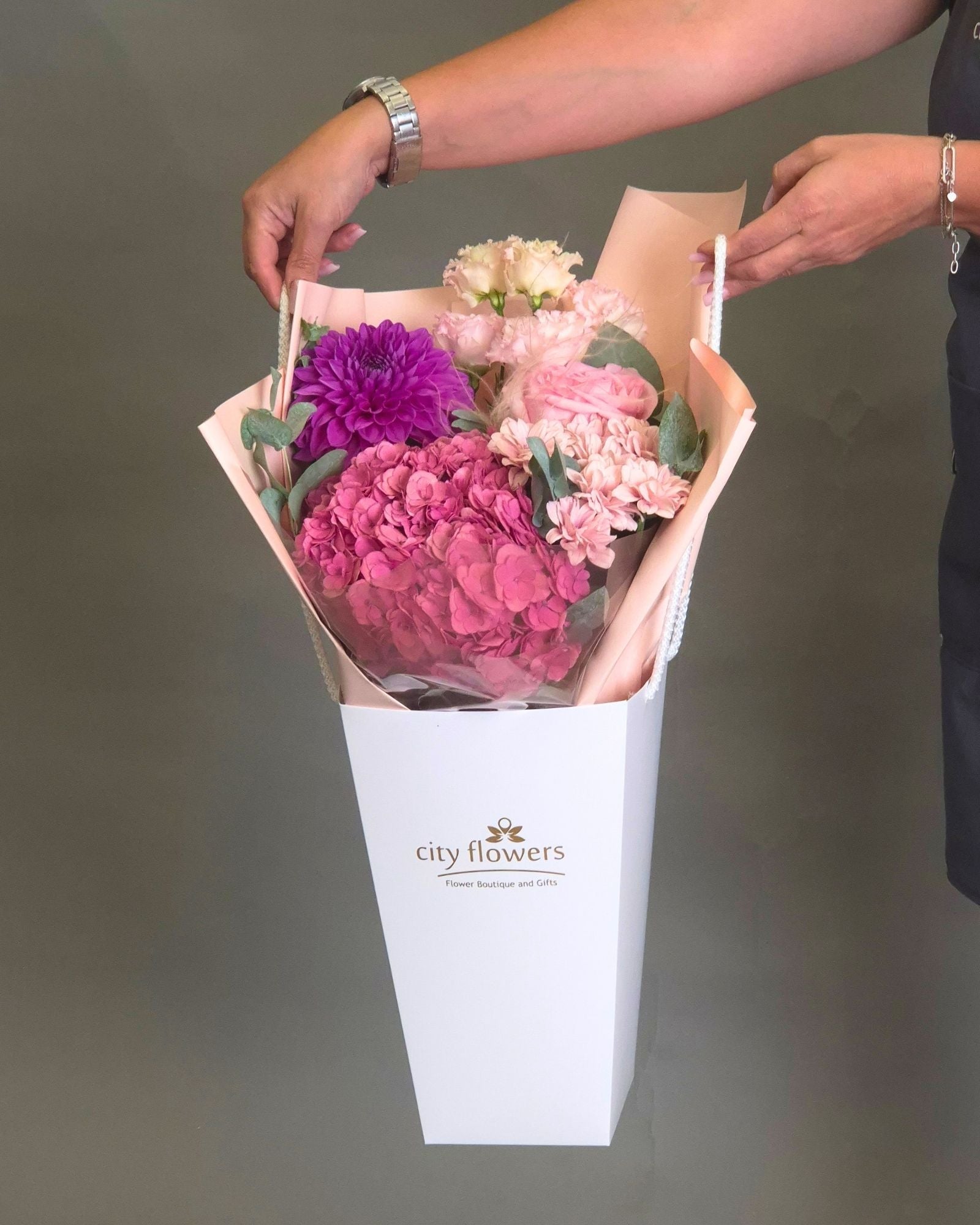 City Flowers Bag "Pink Gratitude" – Hortensie si Dalie