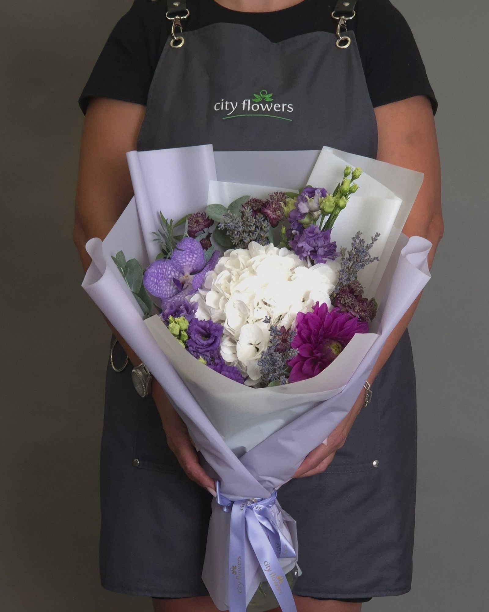 City Flowers Bag "Royal Purple" – Orhidee Vanda si Hortensie