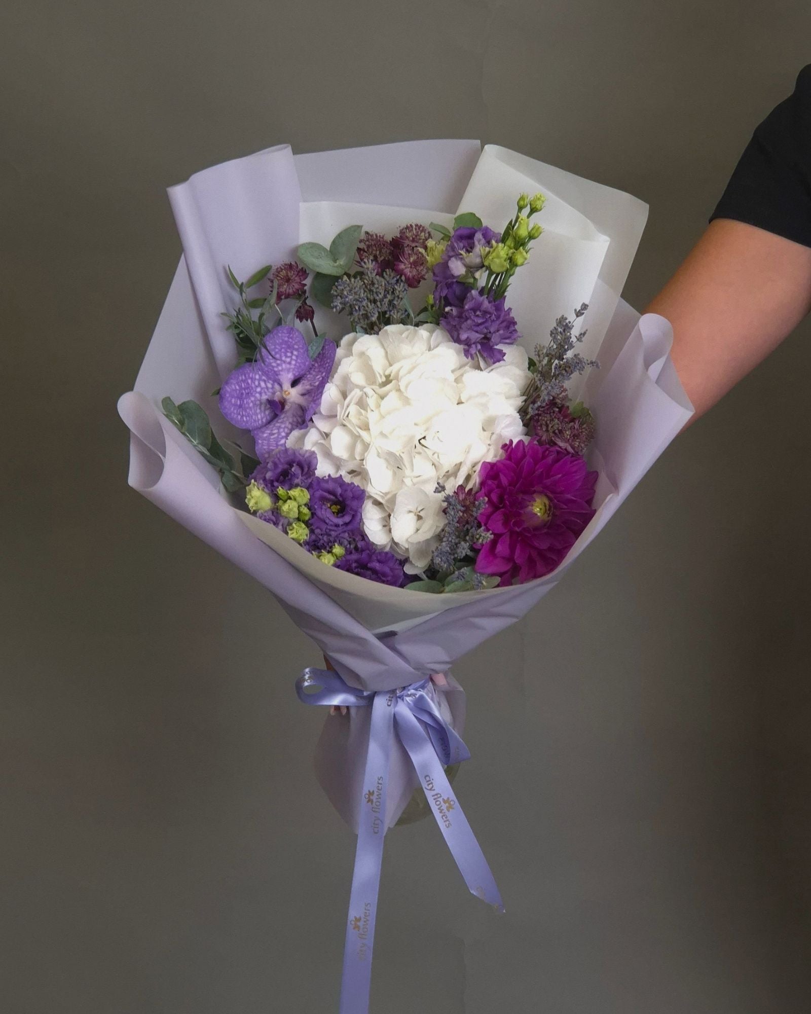 City Flowers Bag "Royal Purple" – Orhidee Vanda si Hortensie