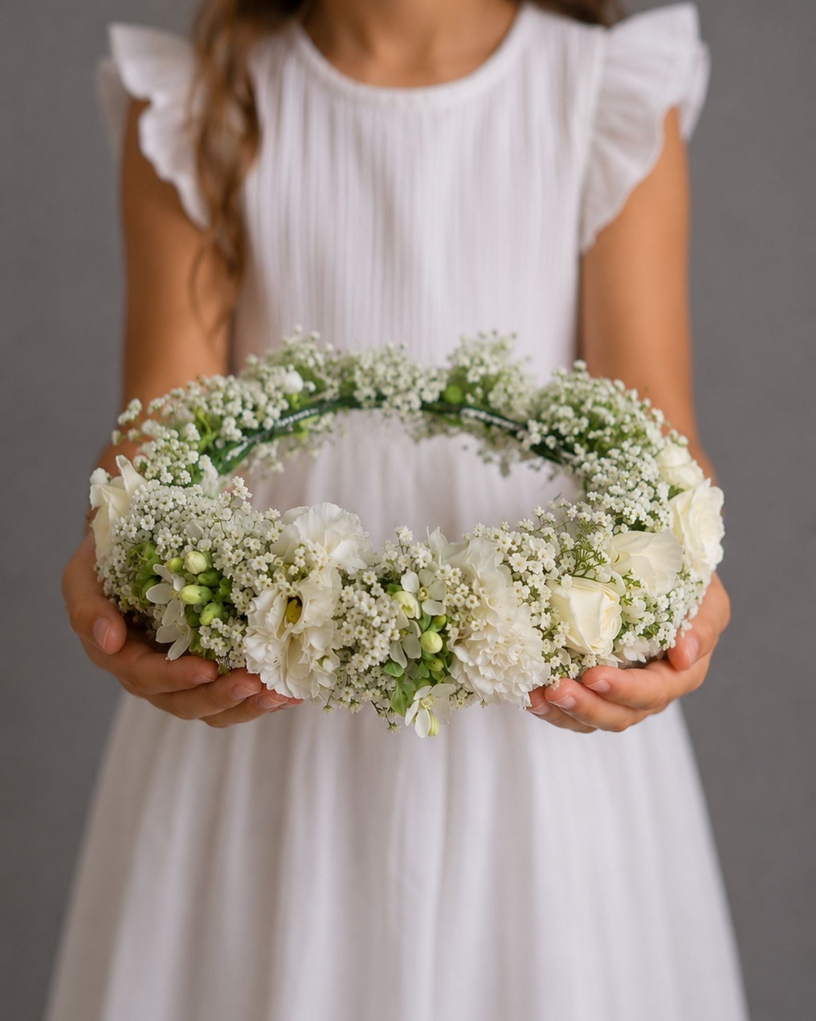 Coronita "Pure Grace" – Mix Gypsophila si Flori Albe