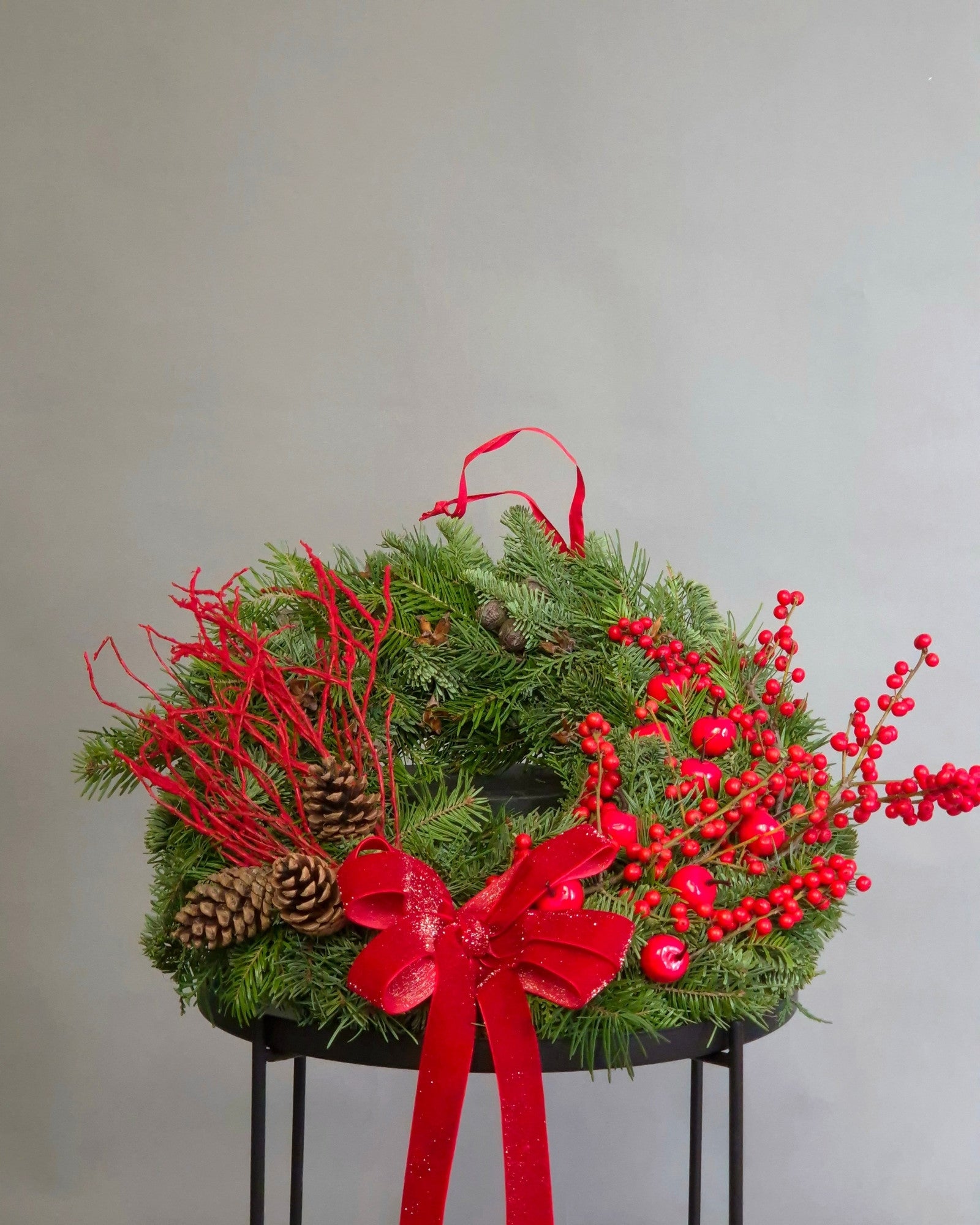 Coronita de Craciun din Brad Natural "Red Berry"