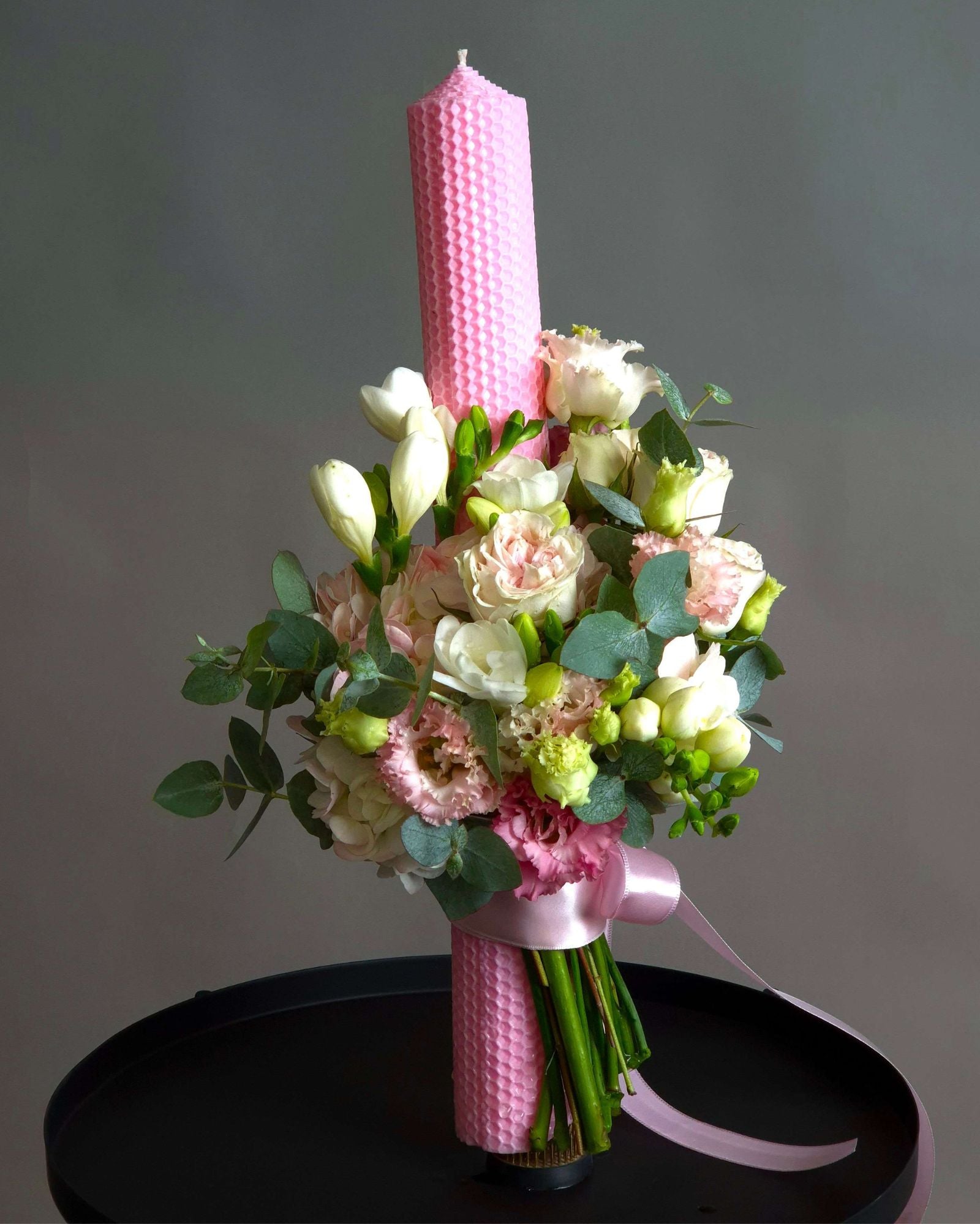 Lumanare Botez din ceara naturala "Sweet Blossom"