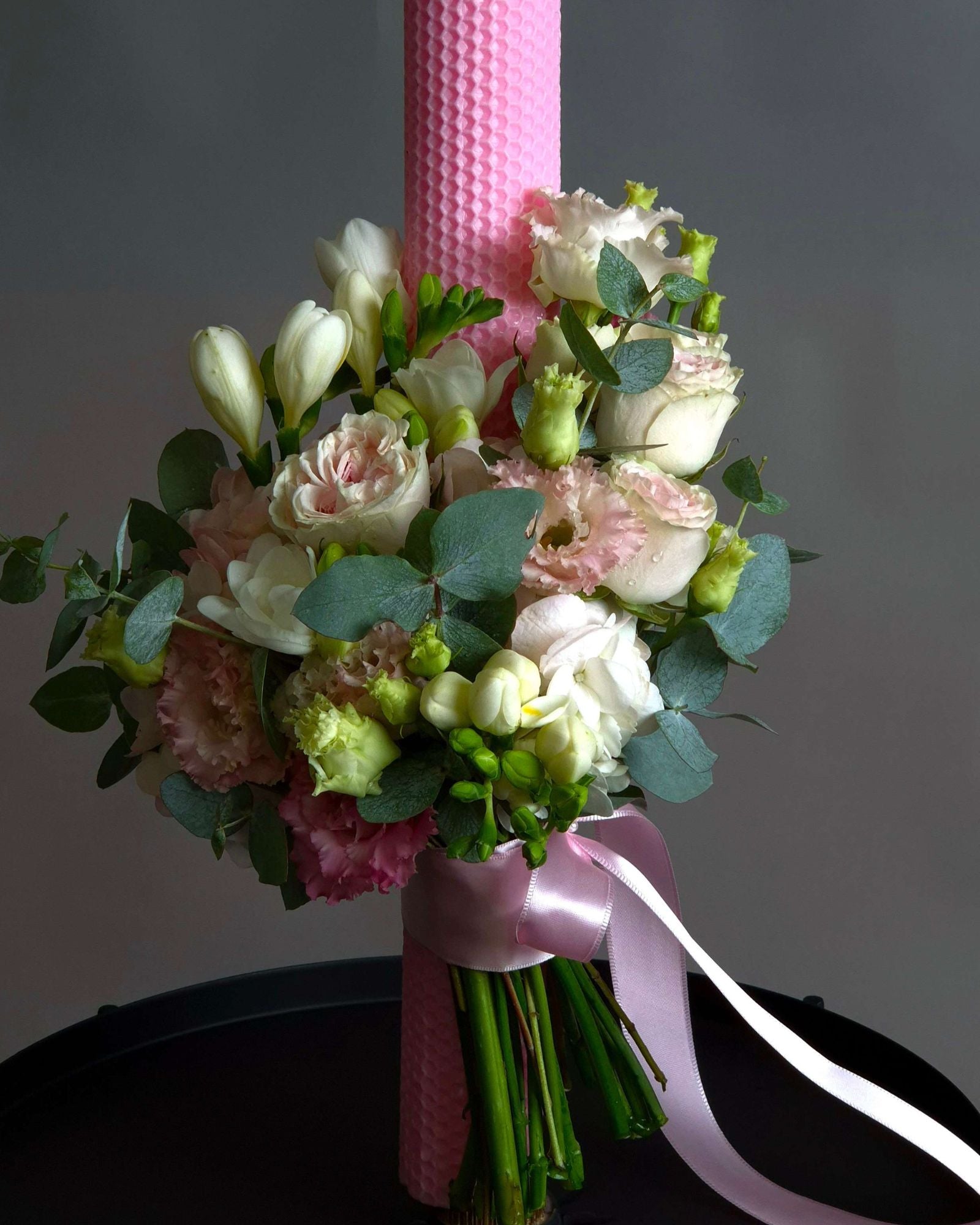 Lumanare Botez din ceara naturala "Sweet Blossom"