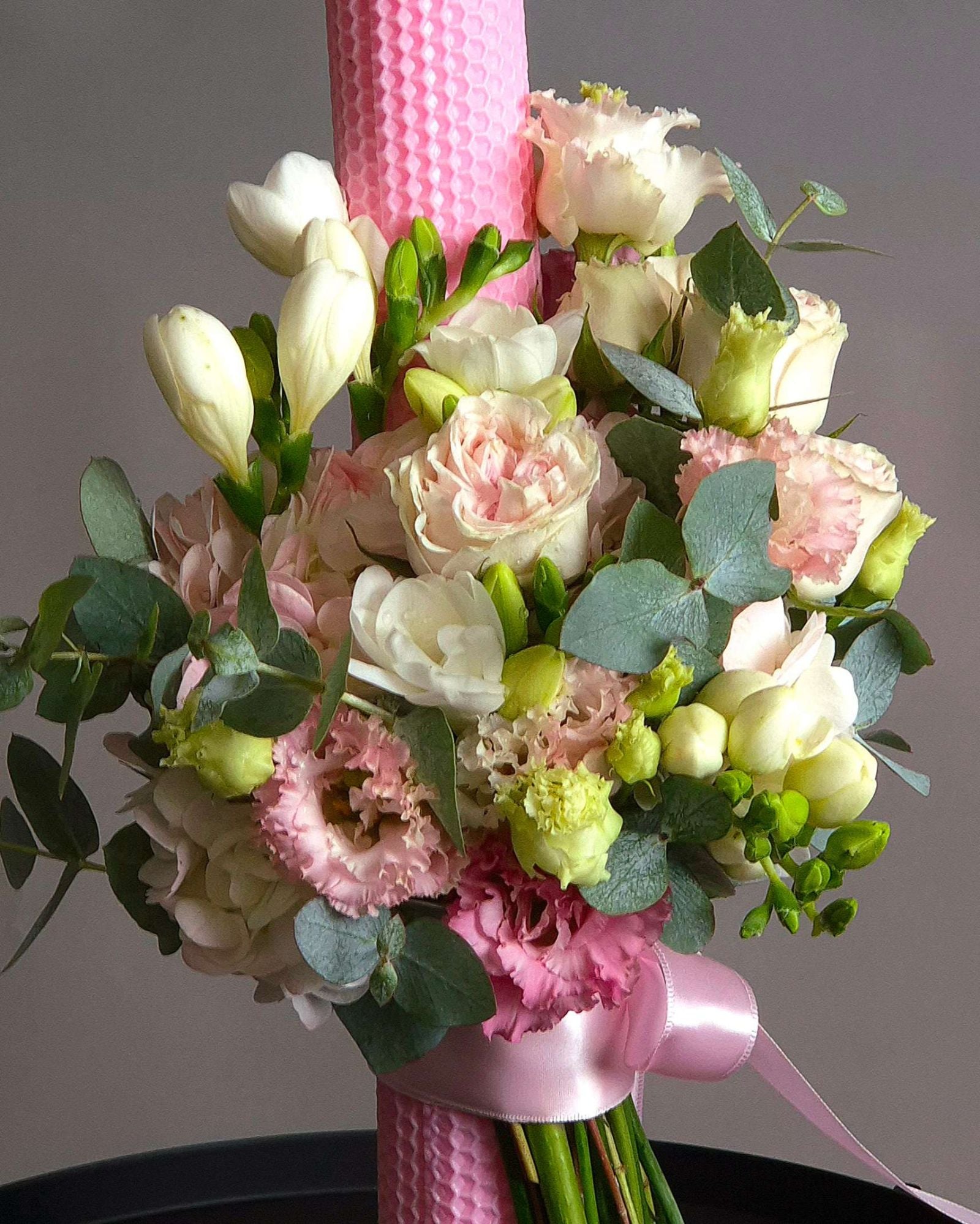 Lumanare Botez din ceara naturala "Sweet Blossom"