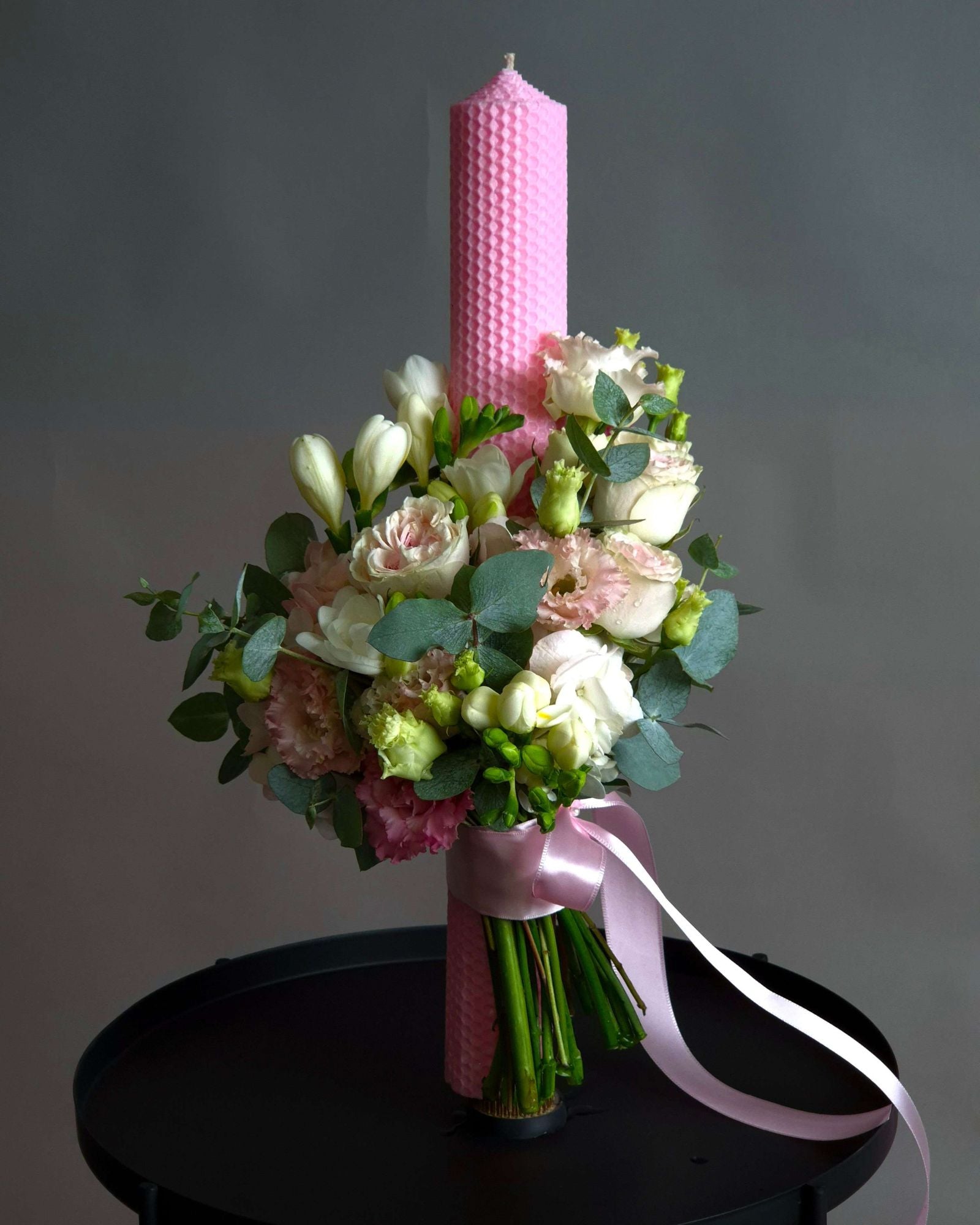 Lumanare Botez din ceara naturala "Sweet Blossom"