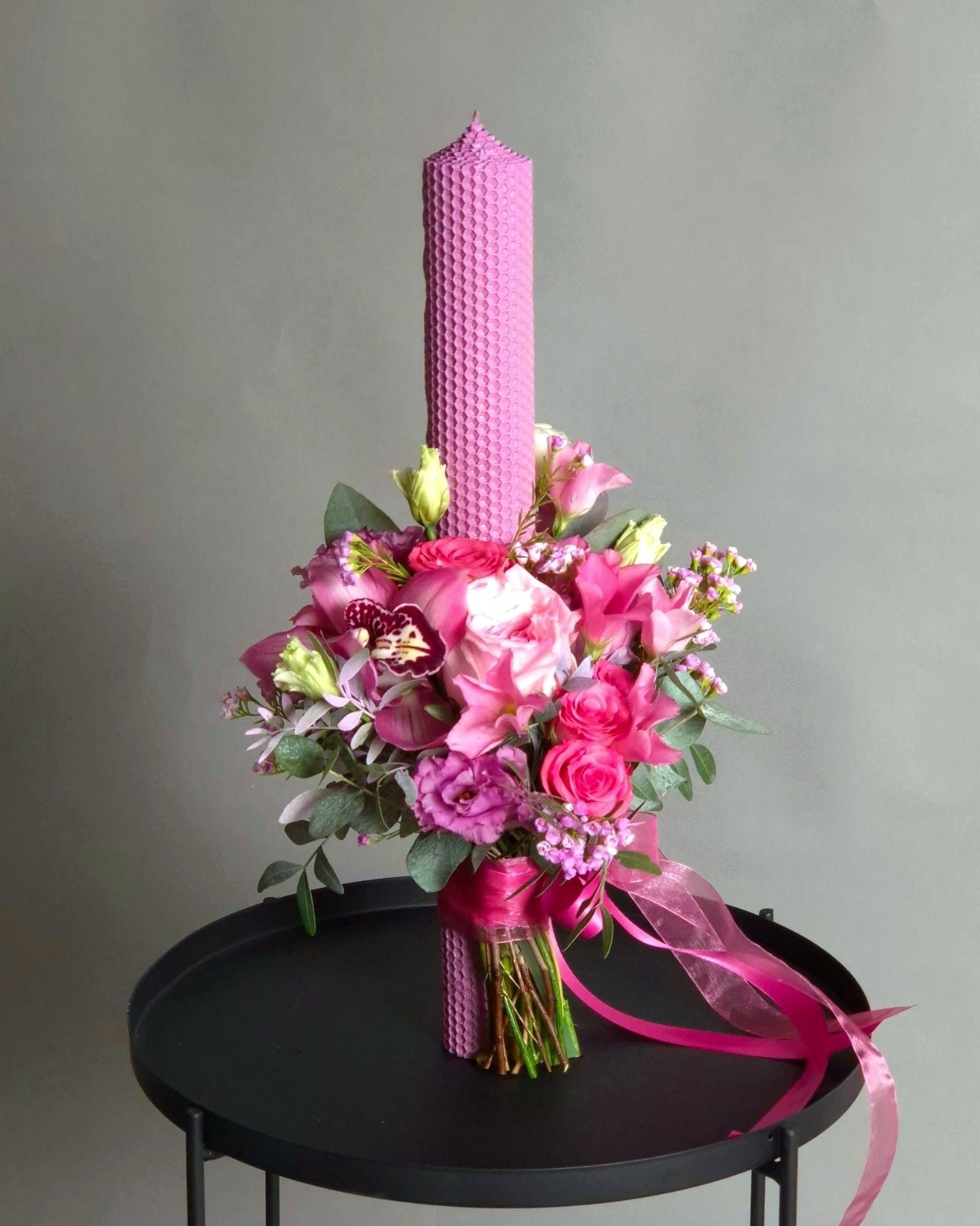 Lumanare Botez din Ceara Naturala "Vibrant Pink"