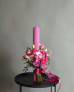 Lumanare Botez din Ceara Naturala "Vibrant Pink"