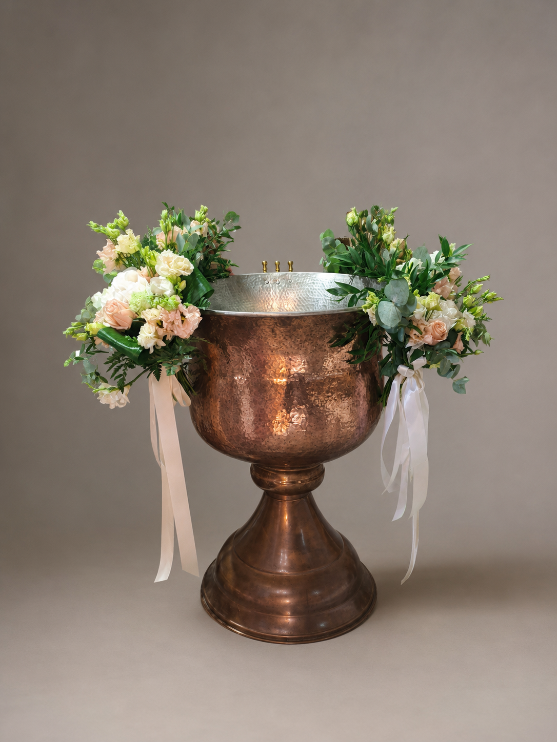 Christening Font Arrangement "Eucalyptus & Roses" - Pastel