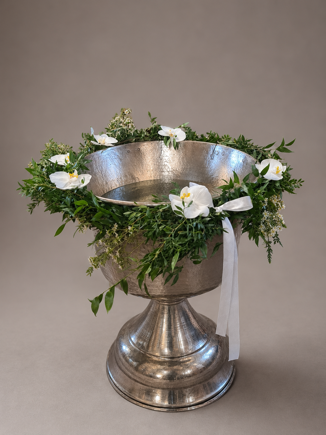 Baptismal Font Arrangement "White Orchid"