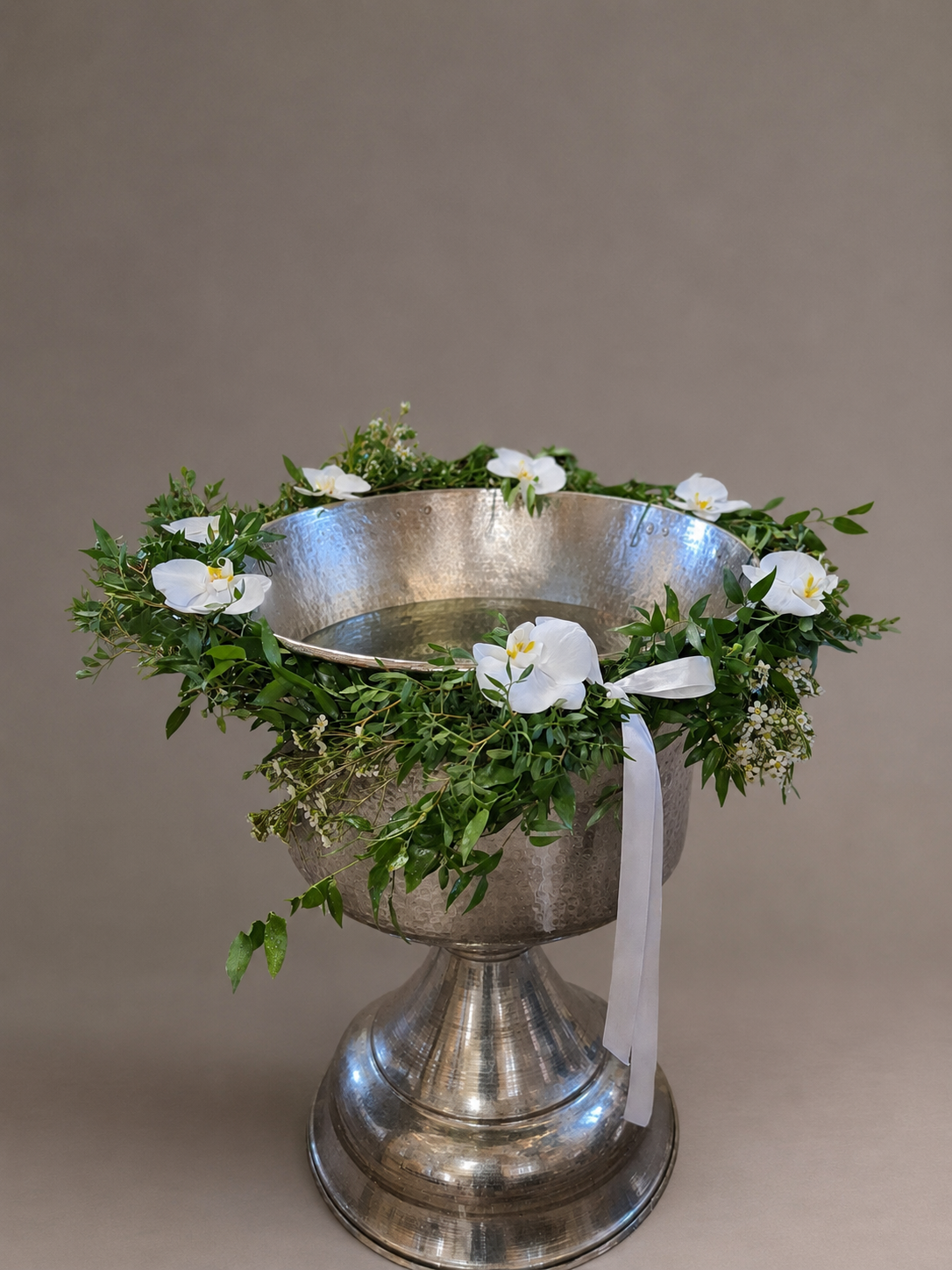 Baptismal Font Arrangement "White Orchid"