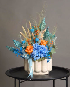 Aranjament "Ocean & Sun" – Flori Uscate si Criogenate in Vas Ceramic