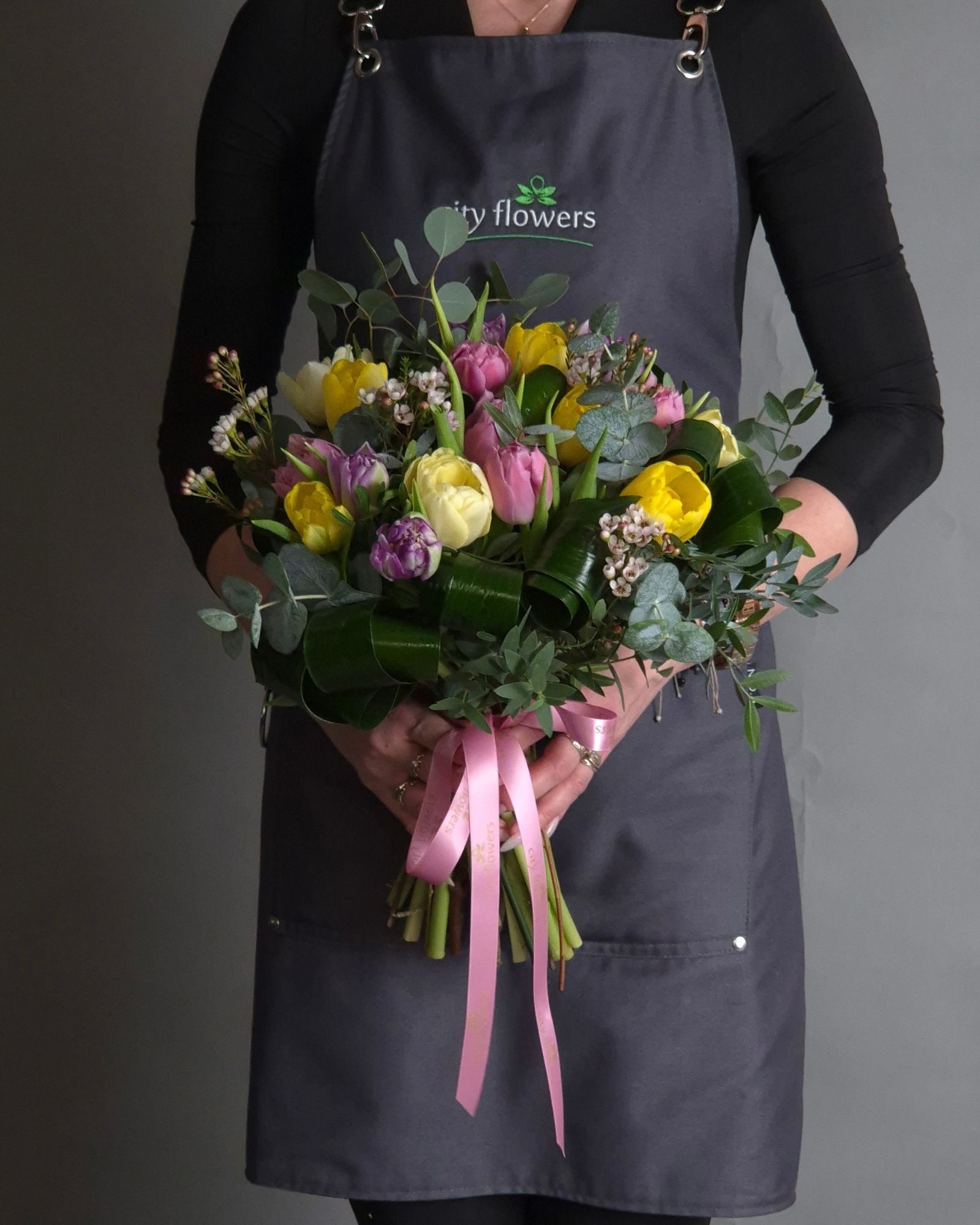 Buchet de Flori 25 Lalele Duble Multicolore