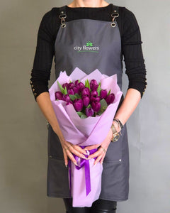 Buchet de flori 25 lalele mov
