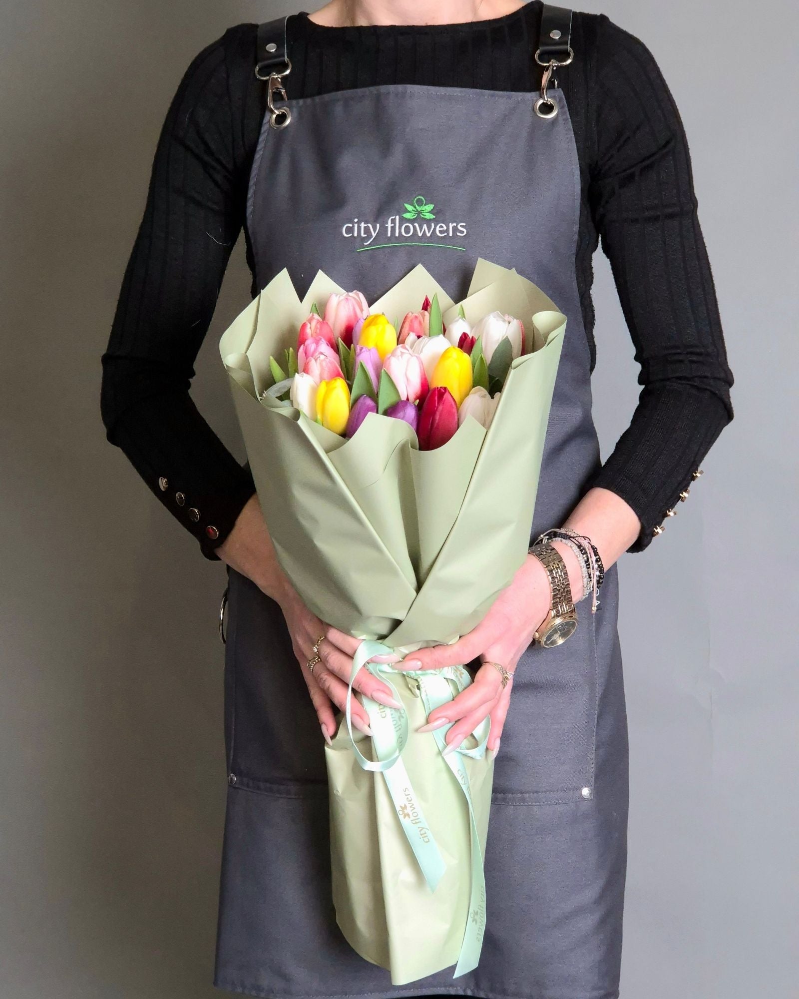 Buchet de flori 25 lalele multicolore