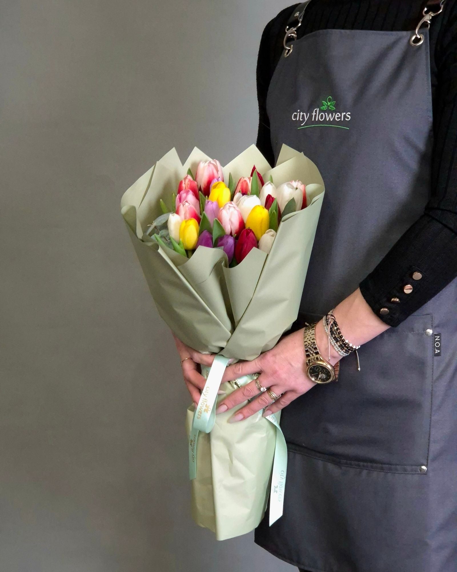 Buchet de flori 25 lalele multicolore