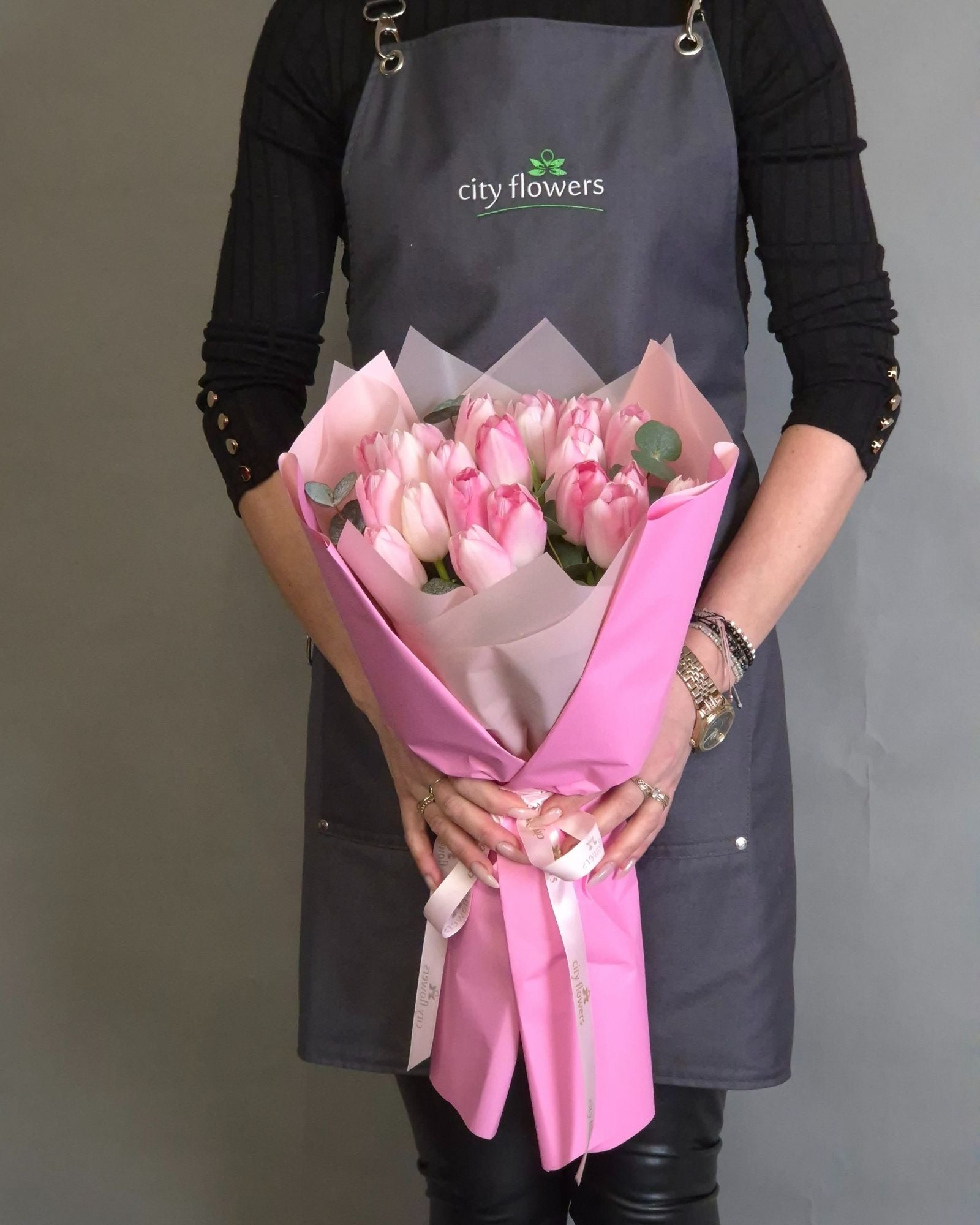 Buchet de flori 25 lalele roz