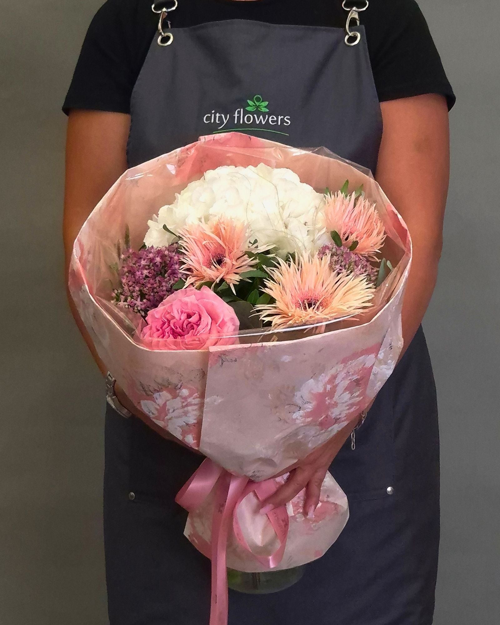 City Flowers Bag "Morning Blush" – Hortensie și Gerbera