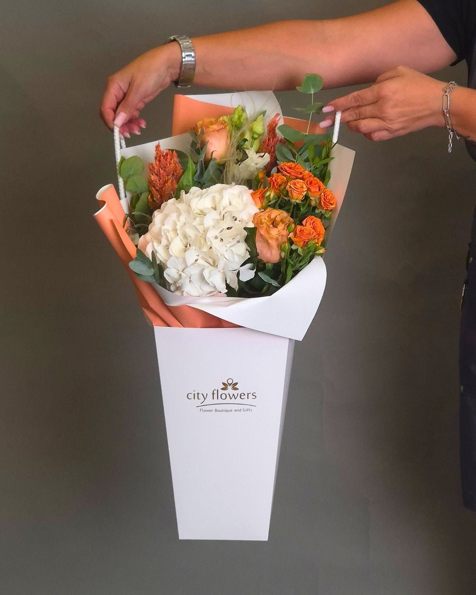 City Flowers Bag "Autumn Glow" - Hortensie si Minirosa