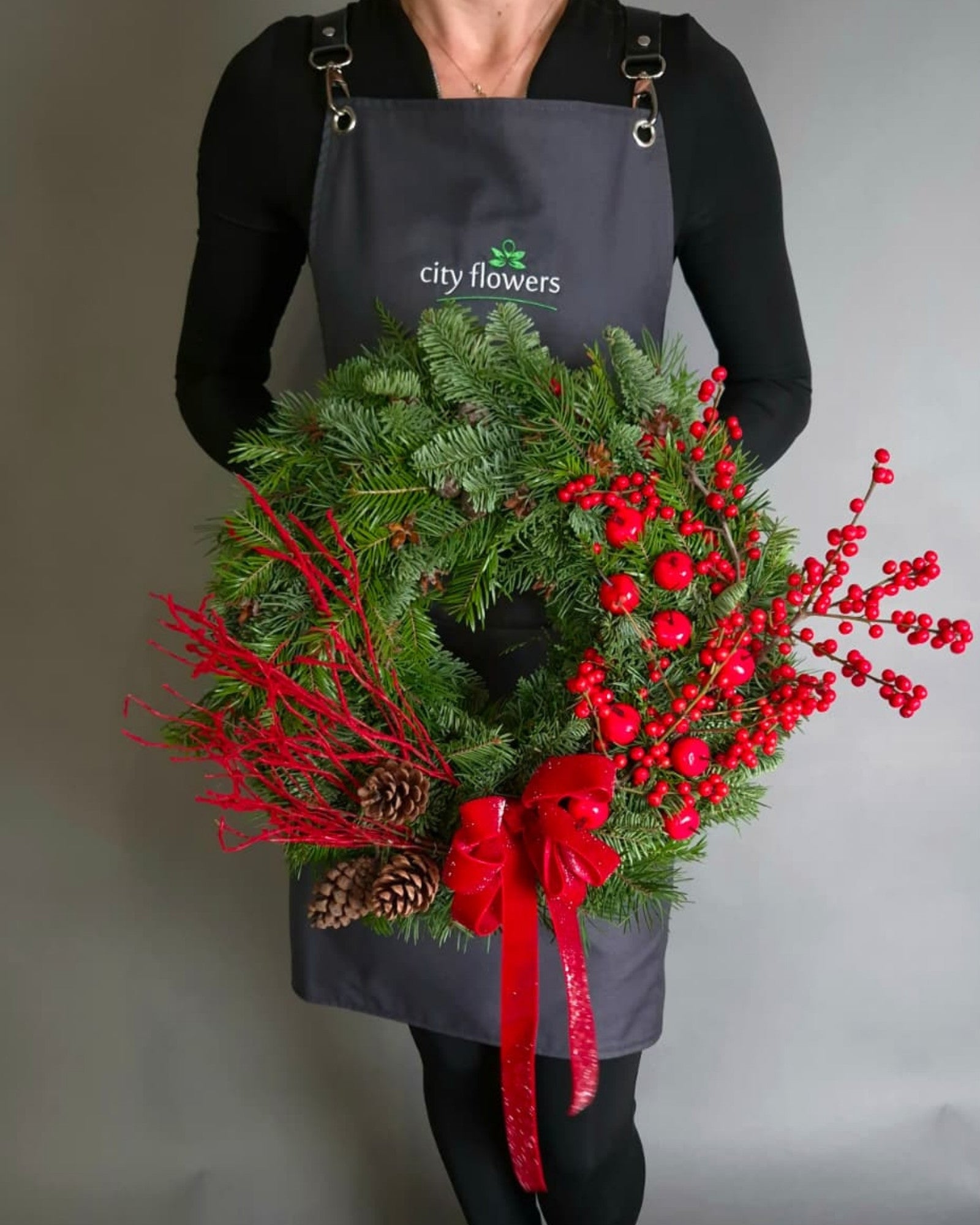 Coronita de Craciun din Brad Natural "Red Berry"