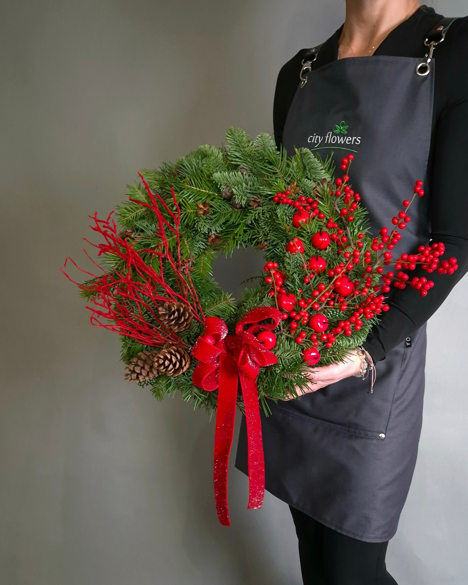 Coronita de Craciun din Brad Natural "Red Berry"