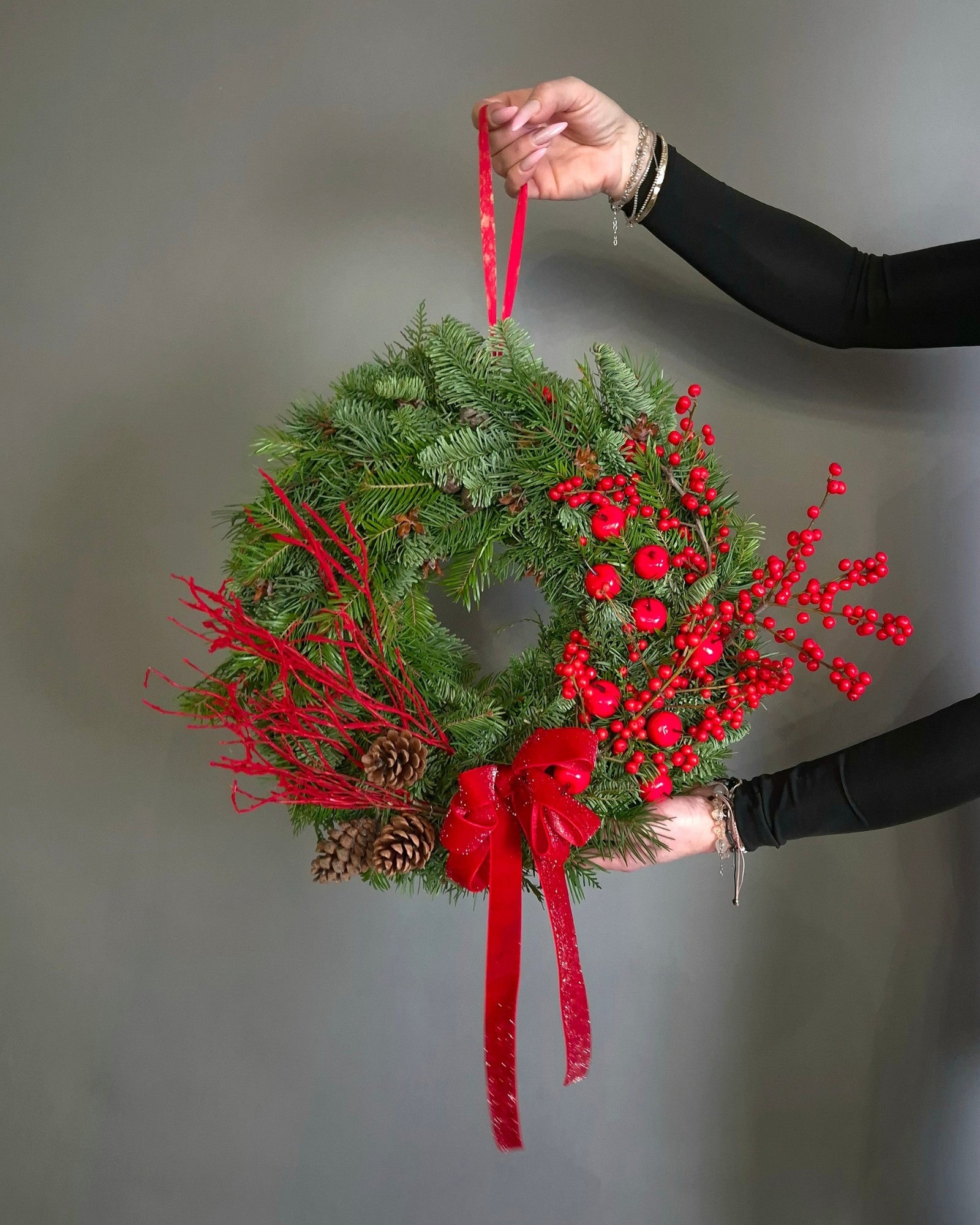 Coronita de Craciun din Brad Natural "Red Berry"