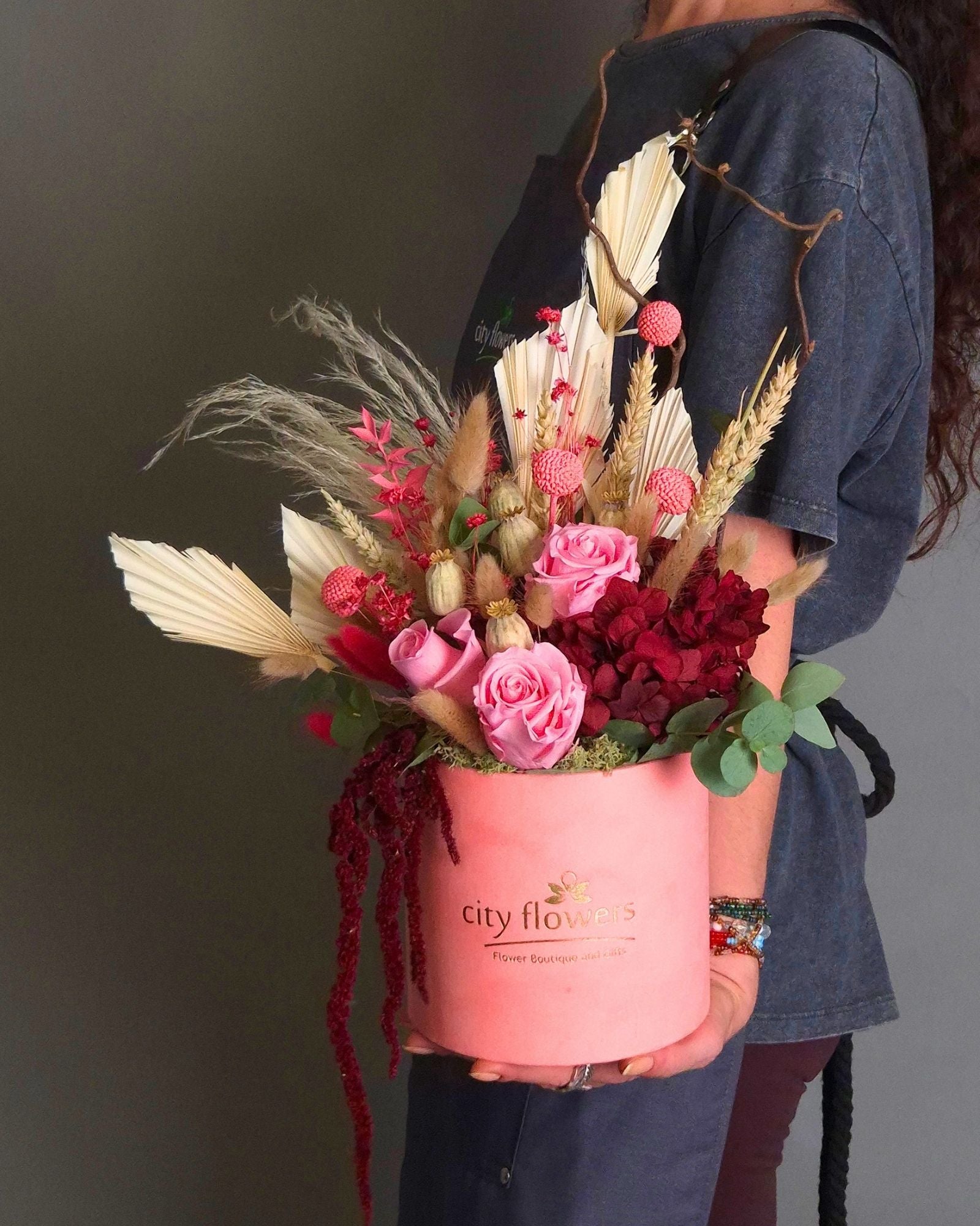 Cutie "Velvet Romance" – Flori Criogenate si Uscate Premium