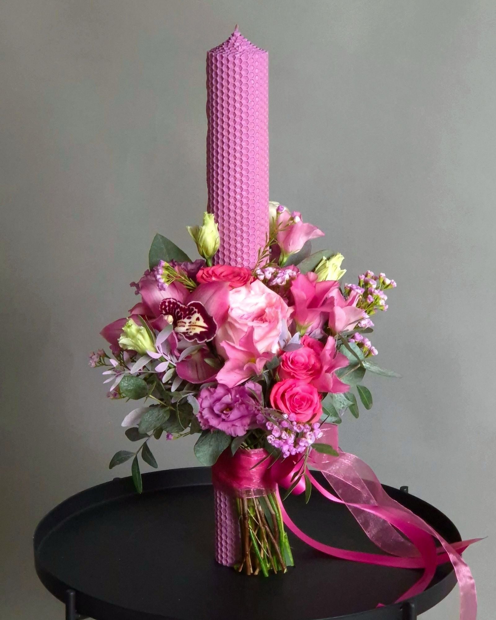 Lumanare Botez din Ceara Naturala "Vibrant Pink"